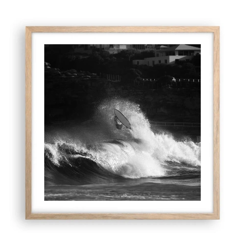 Poster in light oak frame - Challenge Accepted! - 50x50 cm