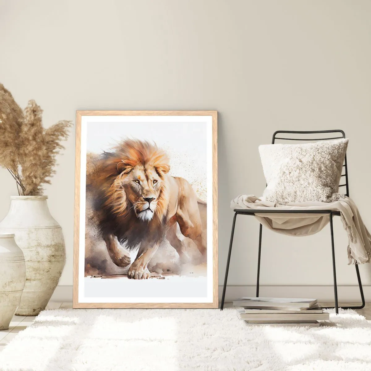 Poster in light oak frame - King is on the Move - 40x50 cm