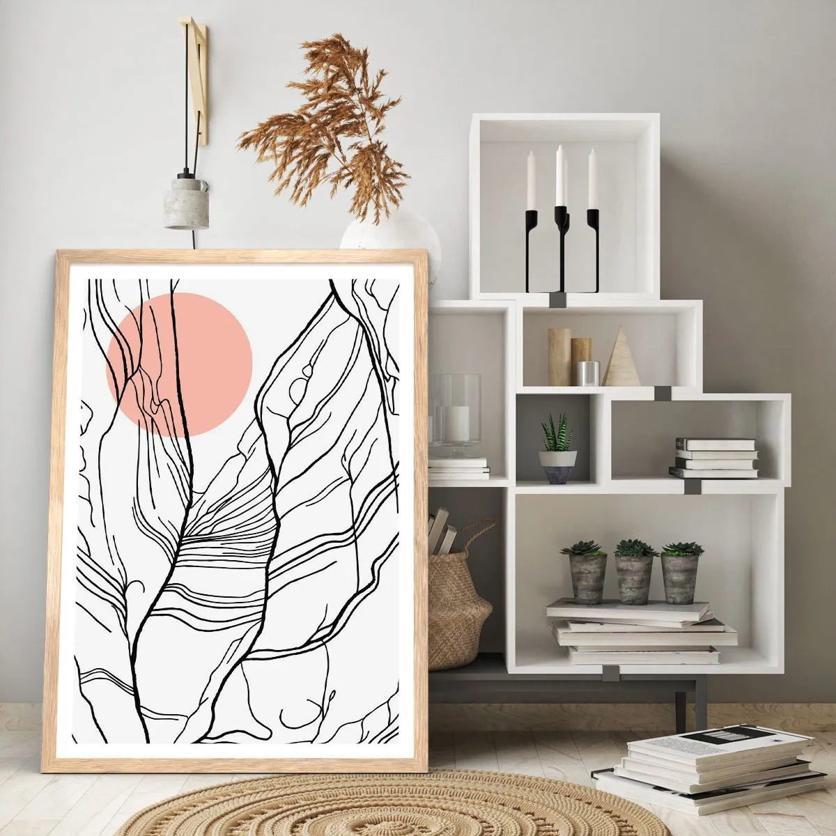 Poster in light oak frame - In a Web of Twigs - 70x100 cm