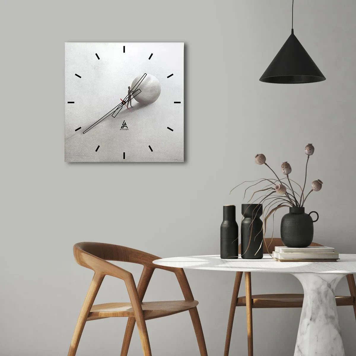 Wall clock - Clock on glass - Game of Life - 40x40 cm
