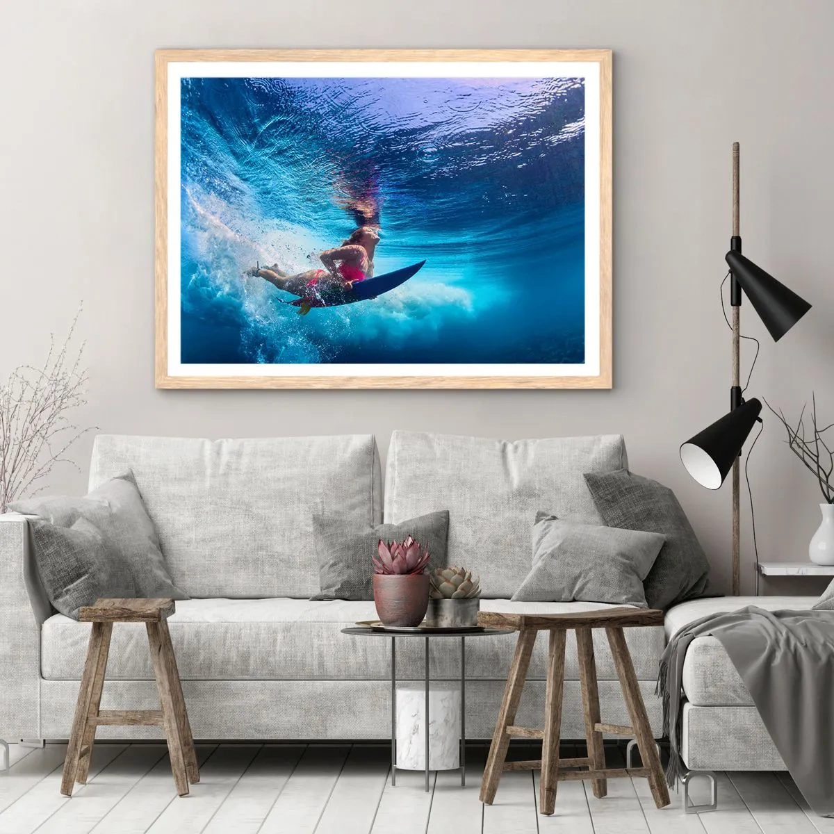 Poster in light oak frame - Depth of Joy - 70x50 cm