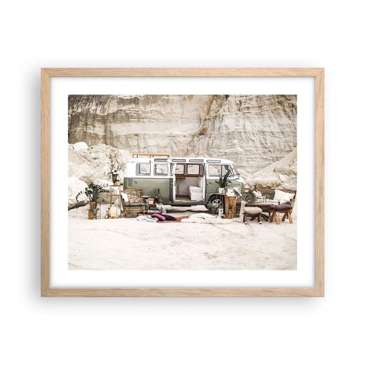 Poster in light oak frame - Time to Start the Trip - 50x40 cm