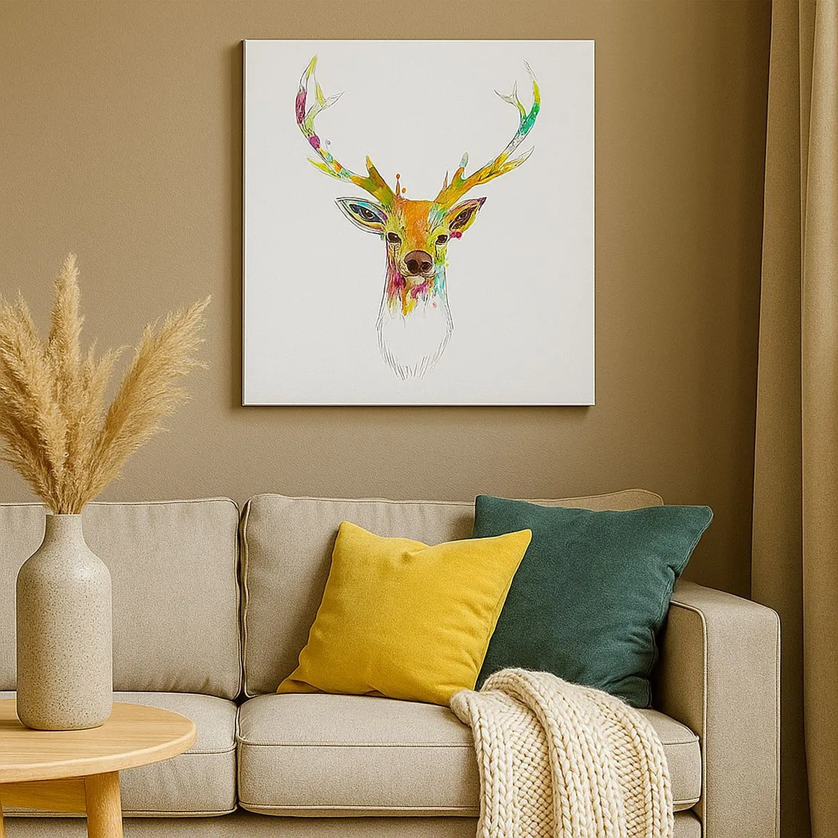 Canvas picture - Deer Bathed in Colour - 30x30 cm