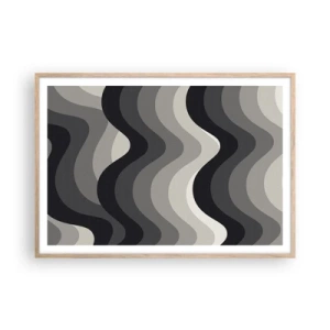 Poster in light oak frame - Wave after Wave - 100x70 cm