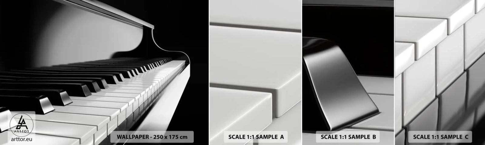 Photo Wallpaper Sample Standard Eco - Harmony of Shapes and Colours - Piano, Piano, Music - 100x30 cm