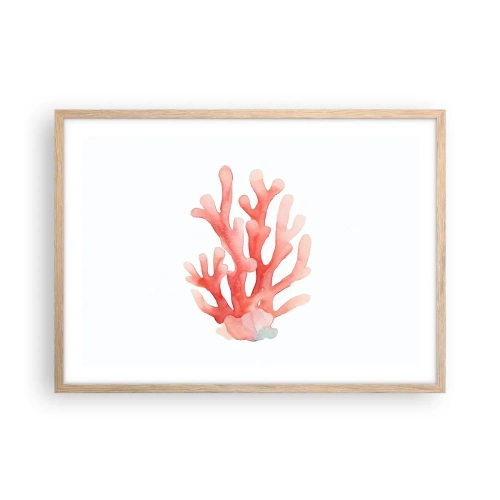 Poster in light oak frame - Coral Colour Colars - 70x50 cm