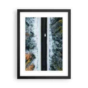 Poster in black frame - Through a Wintery Forest - 30x40 cm