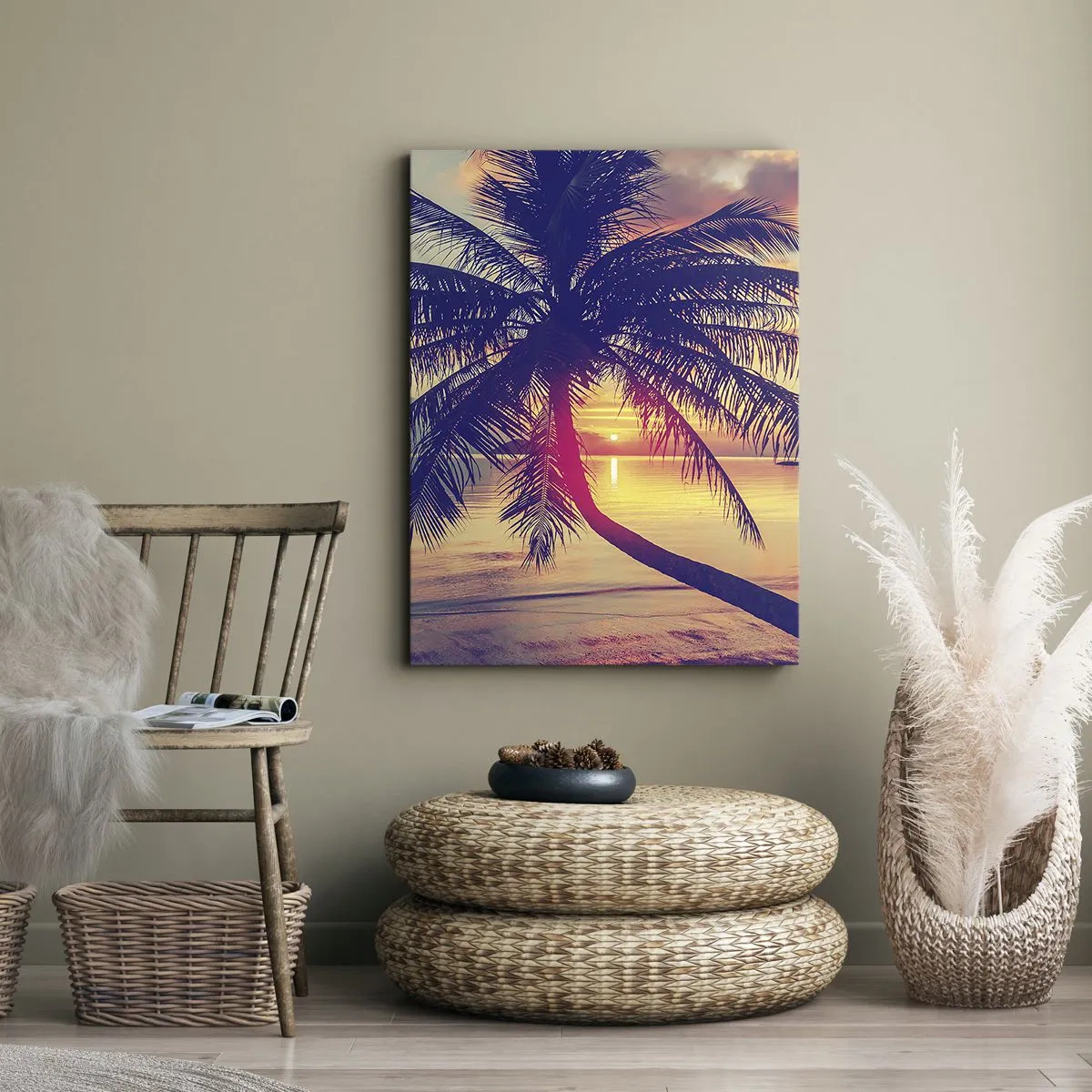 Canvas picture - Evening under the Palm Trees - 45x80 cm