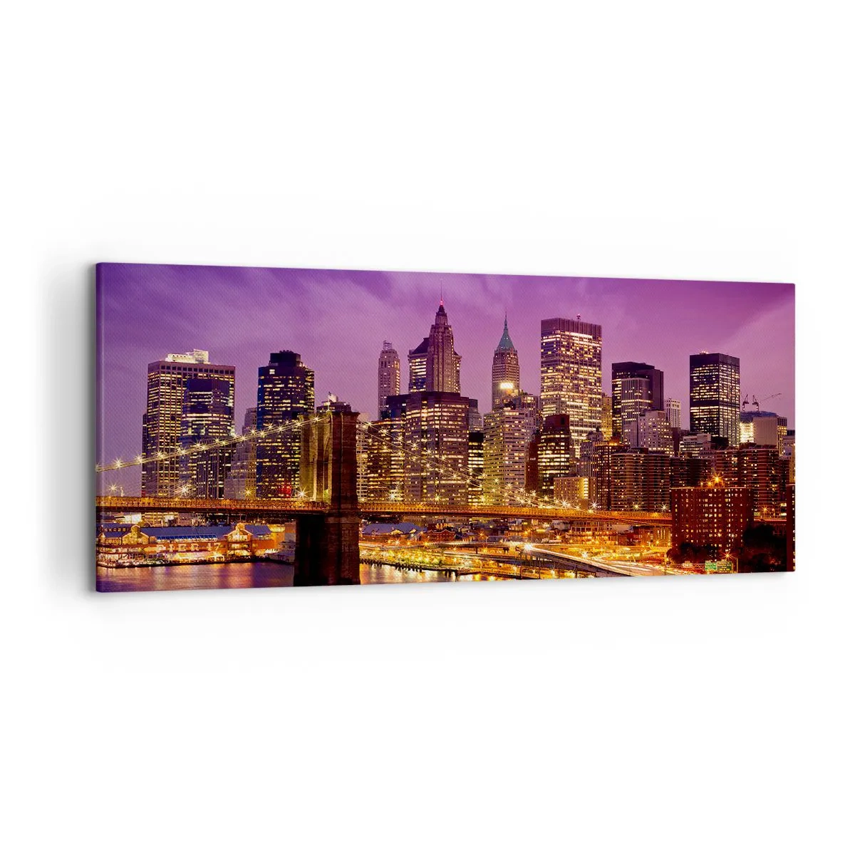 Canvas picture - Violet and Gold Manhattan - 120x50 cm