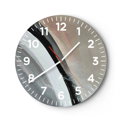 Wall clock - Clock on glass - Composition: Arc of Black and Grey - 30x30 cm
