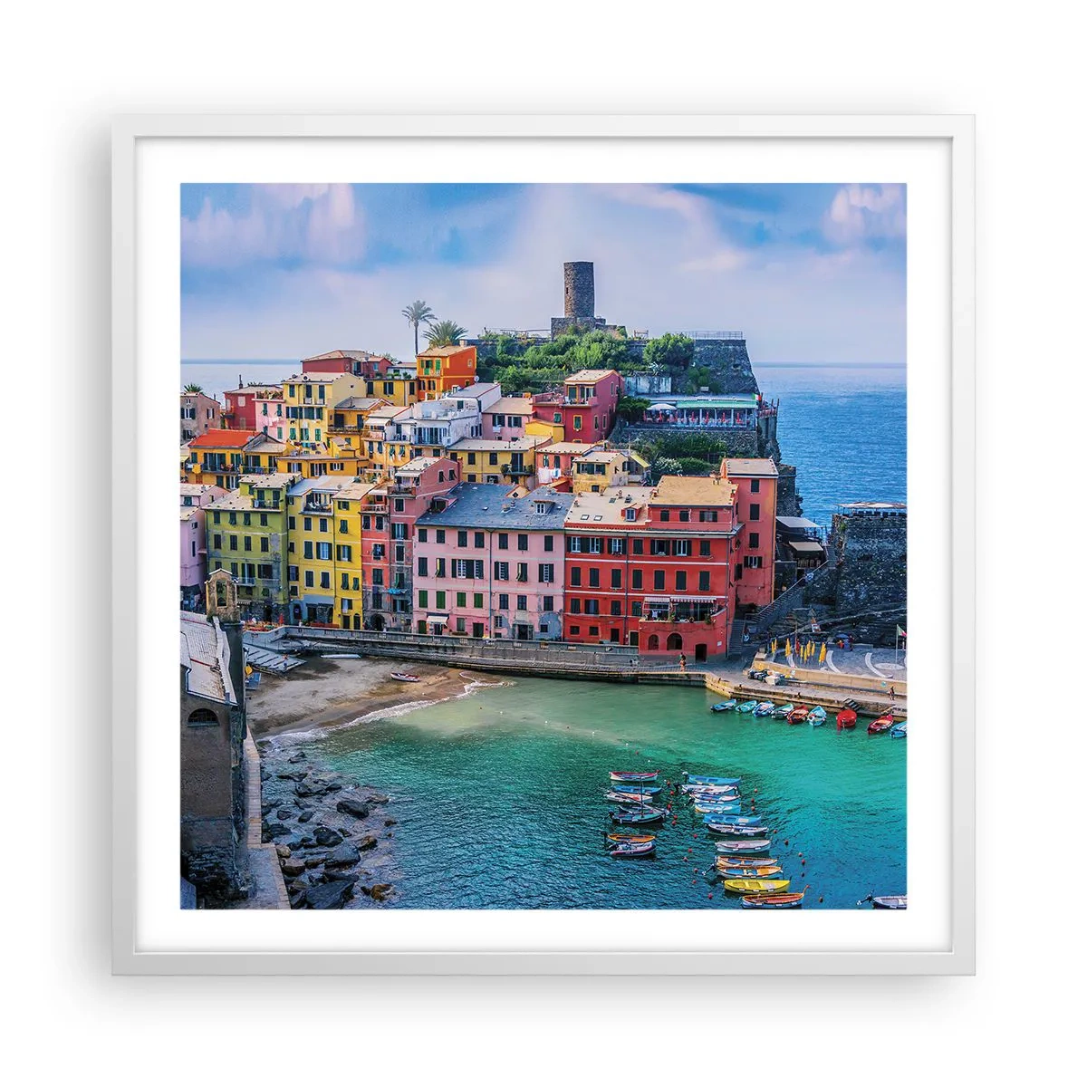 Poster in white frmae - Magical Mediterranean Town - 60x60 cm
