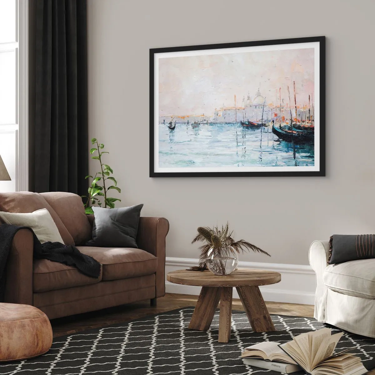 Poster in black frame - Behind Water behind Fog - 100x70 cm