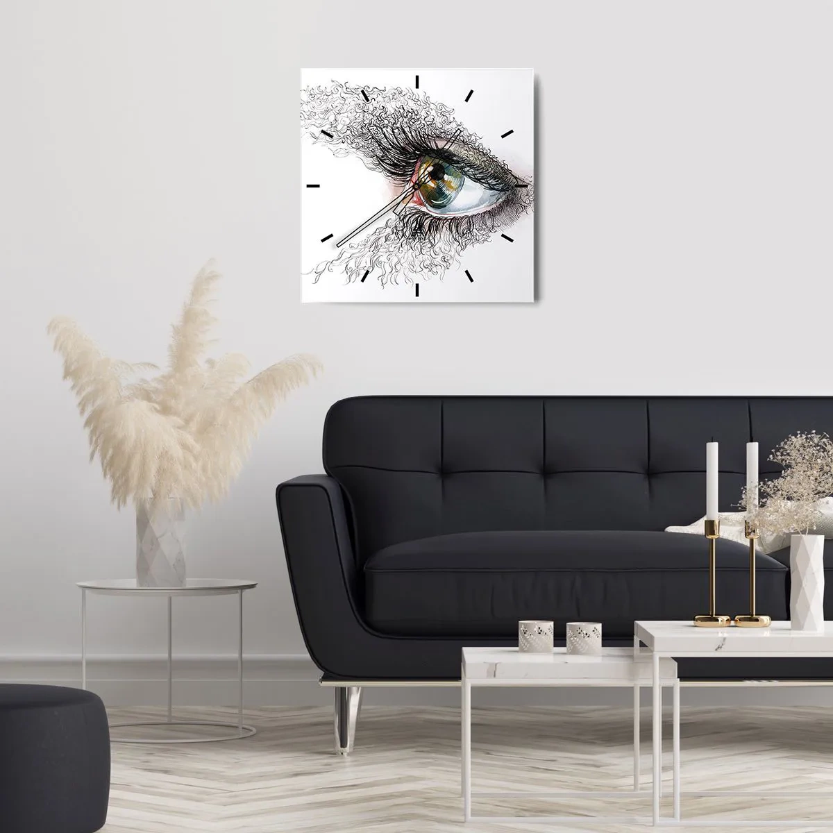 Wall clock - Clock on glass - Look straight into the Soul - 30x30 cm