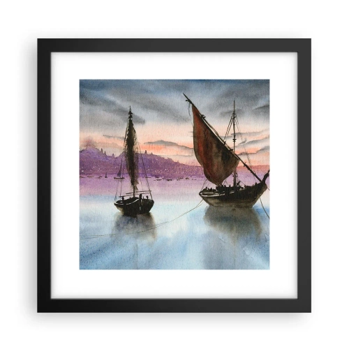 Poster in black frame - Evening at the Port - 30x30 cm
