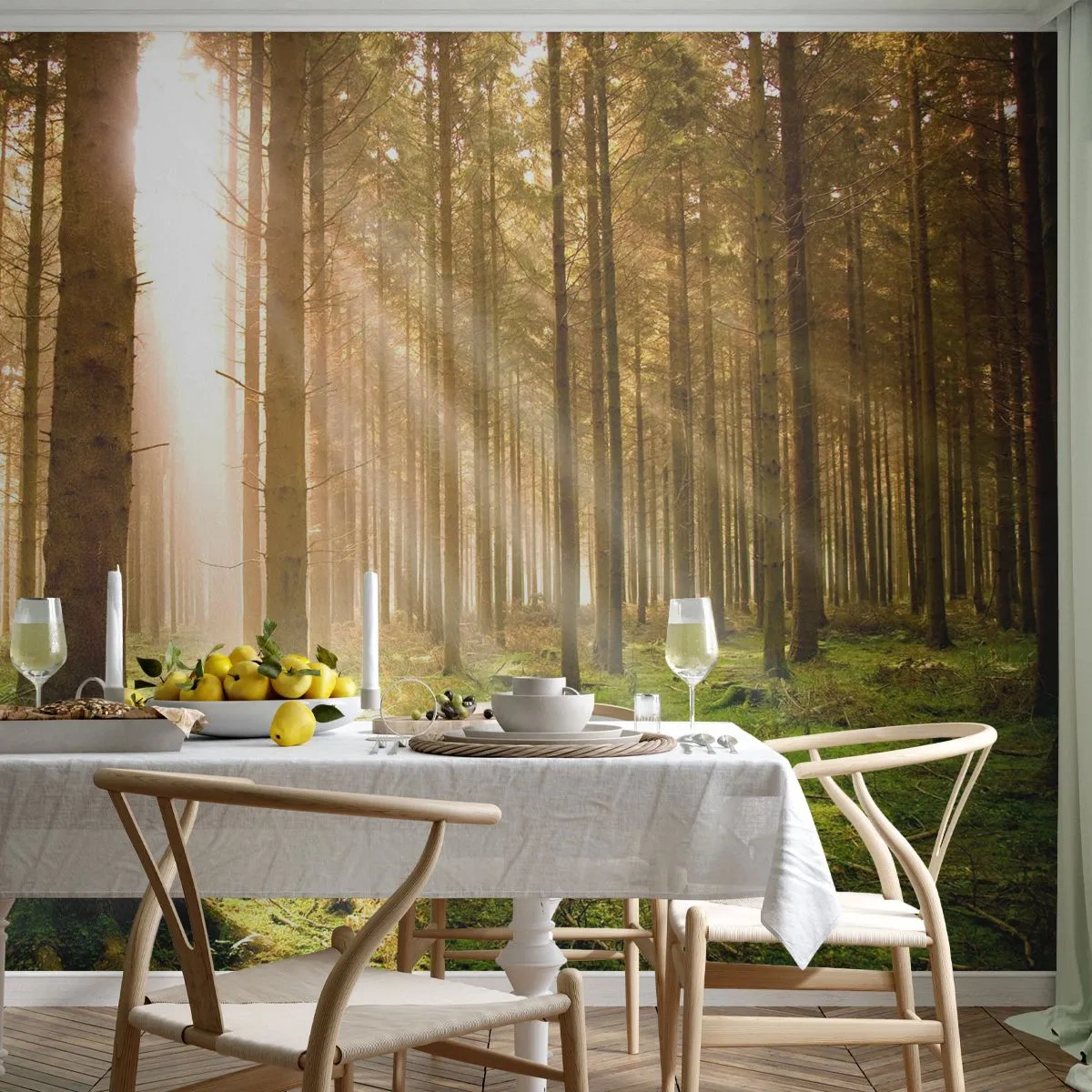 Photo Wallpaper Premium Sand - Elfs Will Be Here Soon - Forest, Rays of the sun, Nature - 500x350 cm