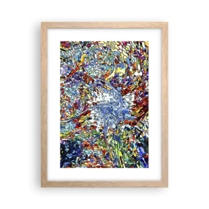 Poster in light oak frame - Stained Glass with Drops - 30x40 cm