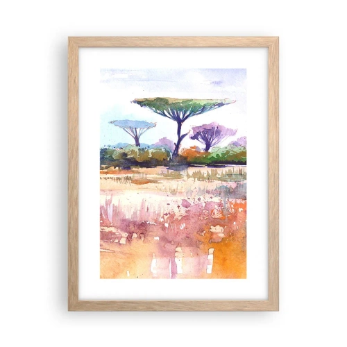Poster in light oak frame - Colour of Savannah - 30x40 cm