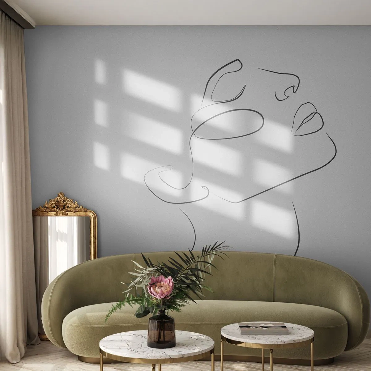 Photo Wallpaper Standard Eco - Meanders of a Dream - Woman's Face, Portrait of a Woman, Graphics - 200x140 cm