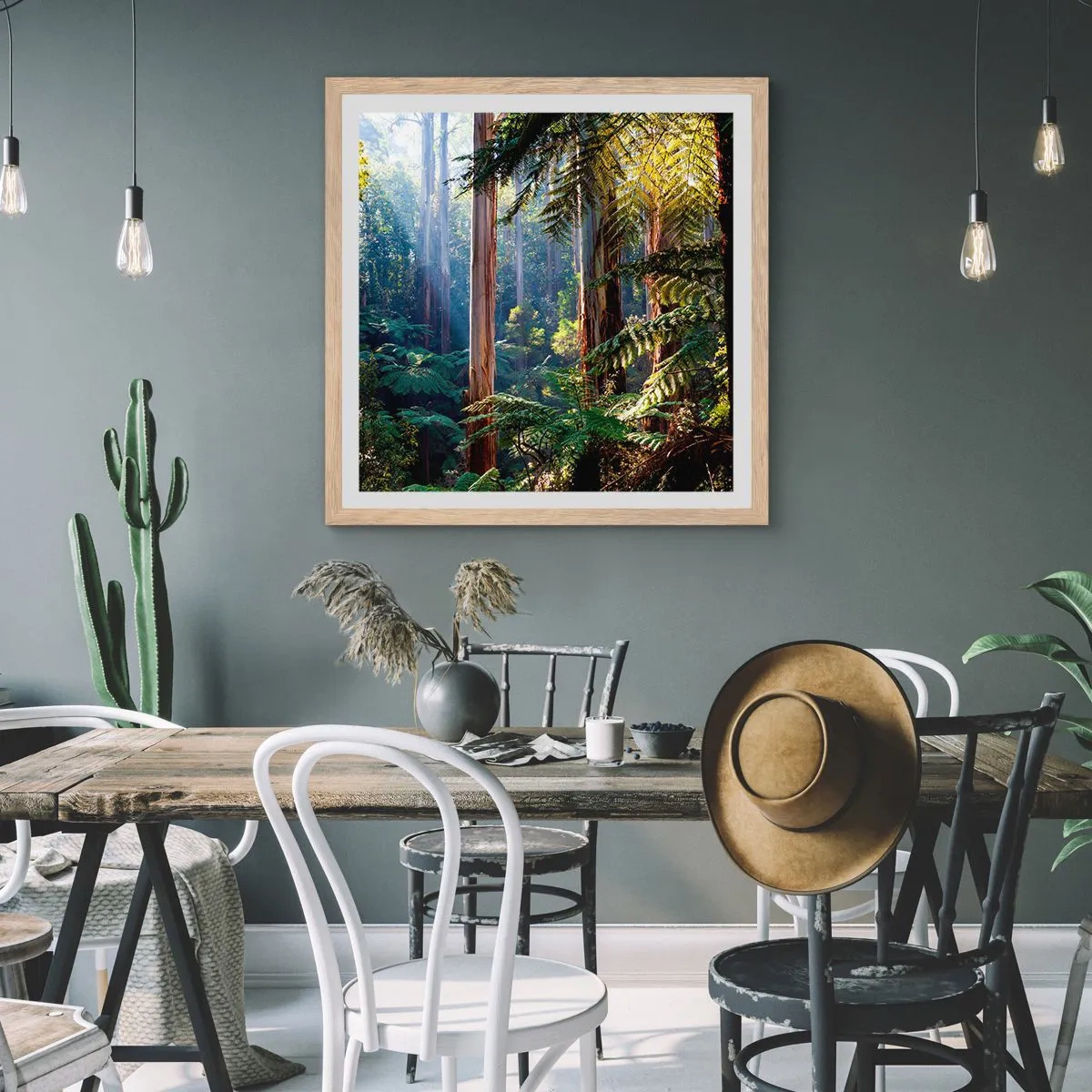 Poster in light oak frame - Tale of a Forest - 60x60 cm