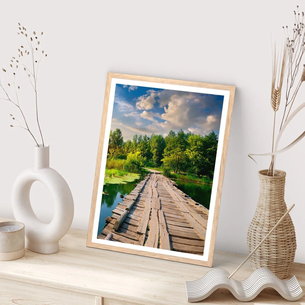 Poster in light oak frame - Summer Everywhere - 70x100 cm