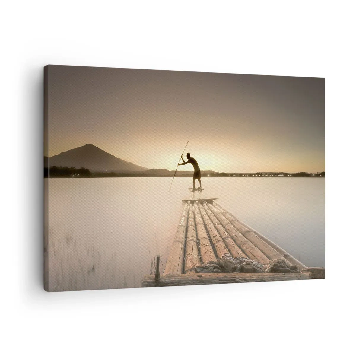 Canvas picture - Man on a raft at sunset - 70x50cm - Before Rest - Modern wall decoration for the living room and bedroom ARTTOR