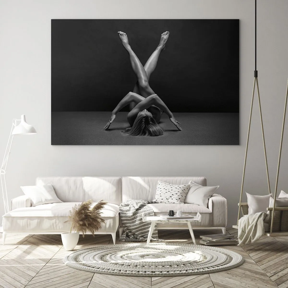 Glass picture - Female nude in a geometric body composition - 70x50cm - Geometry of Nakedness - Modern wall decoration for the living room and bedroom ARTTOR