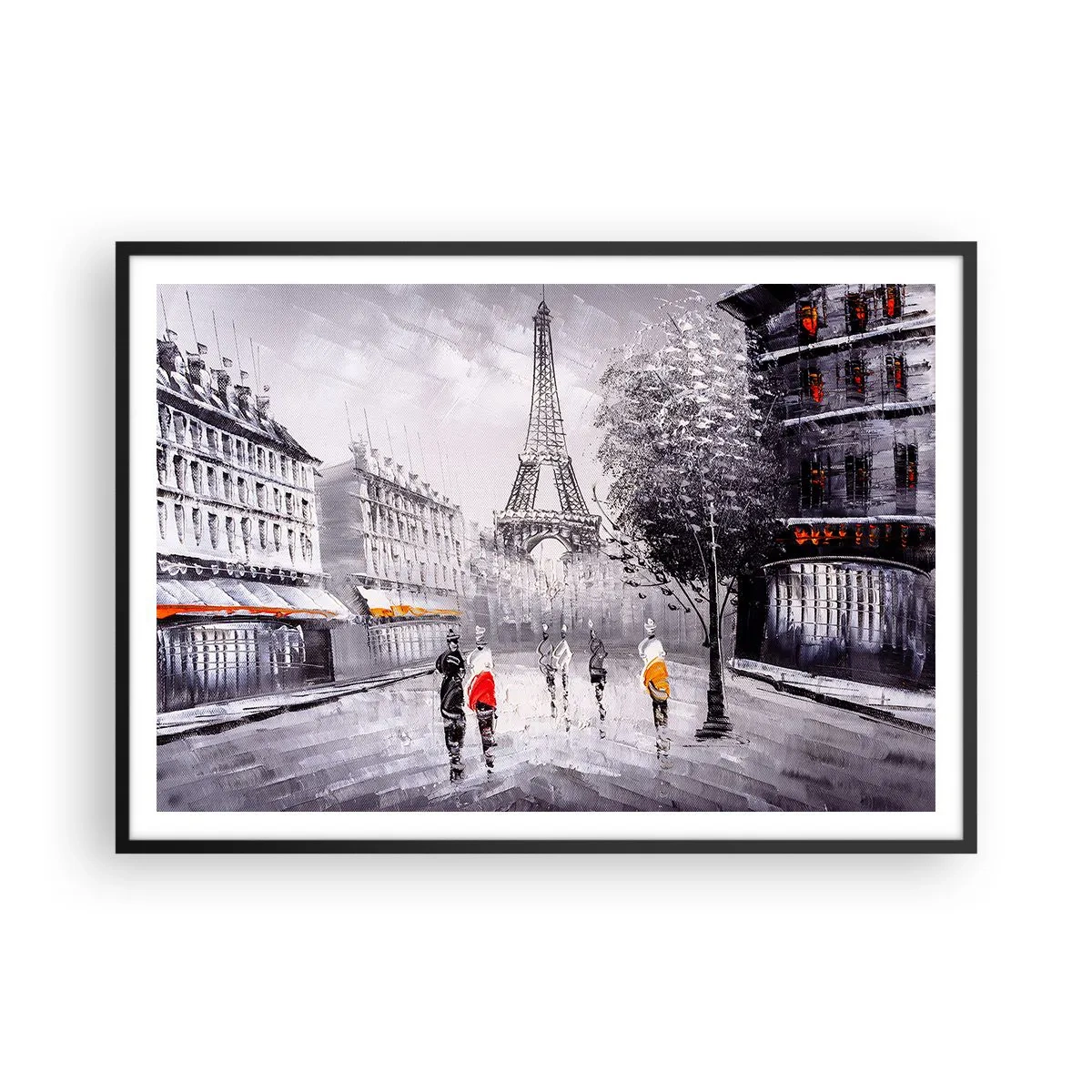 Poster in black frame - Parisian Walk - 100x70 cm
