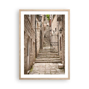 Poster in light oak frame - Magical Old Alley - 50x70 cm