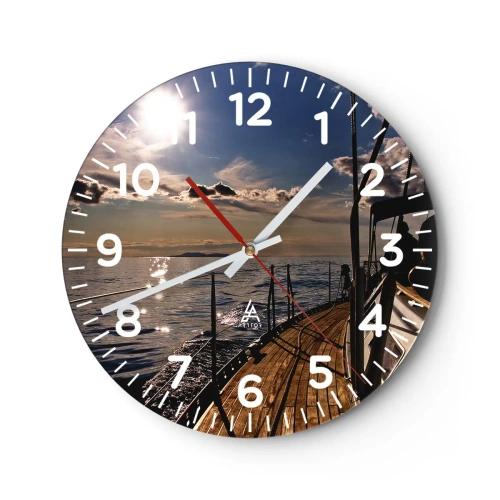 Wall clock - Clock on glass - Under the Sails towards the Sun - 40x40 cm