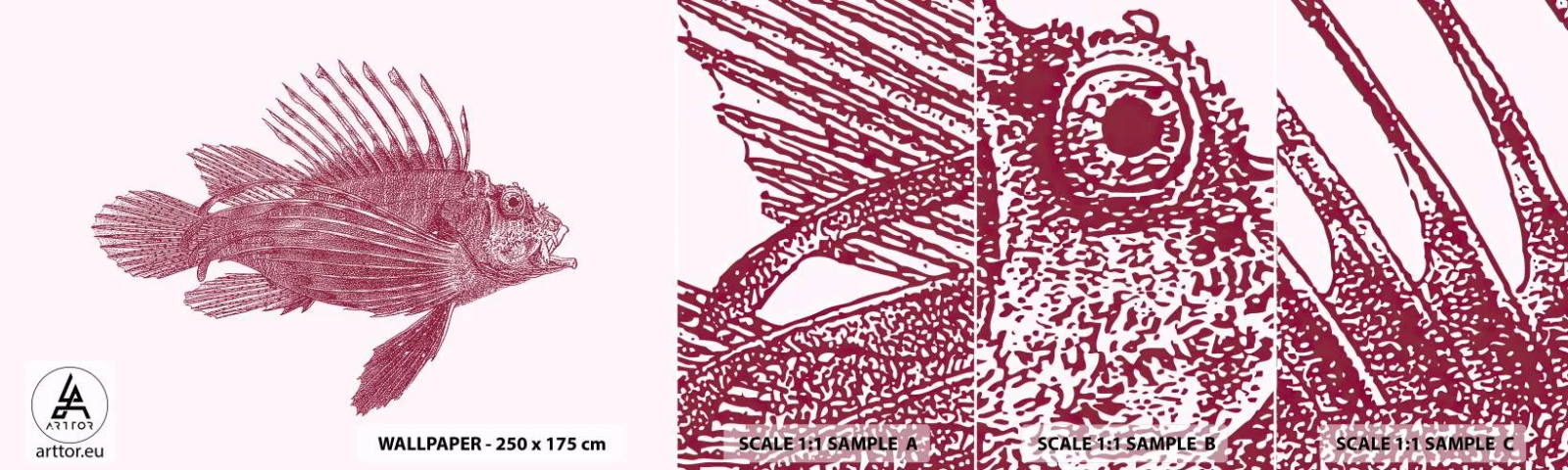 Photo Wallpaper Sample Standard Eco - Dweller of Exotic Waters - Fish, Lionfish, Tropical - 100x30 cm