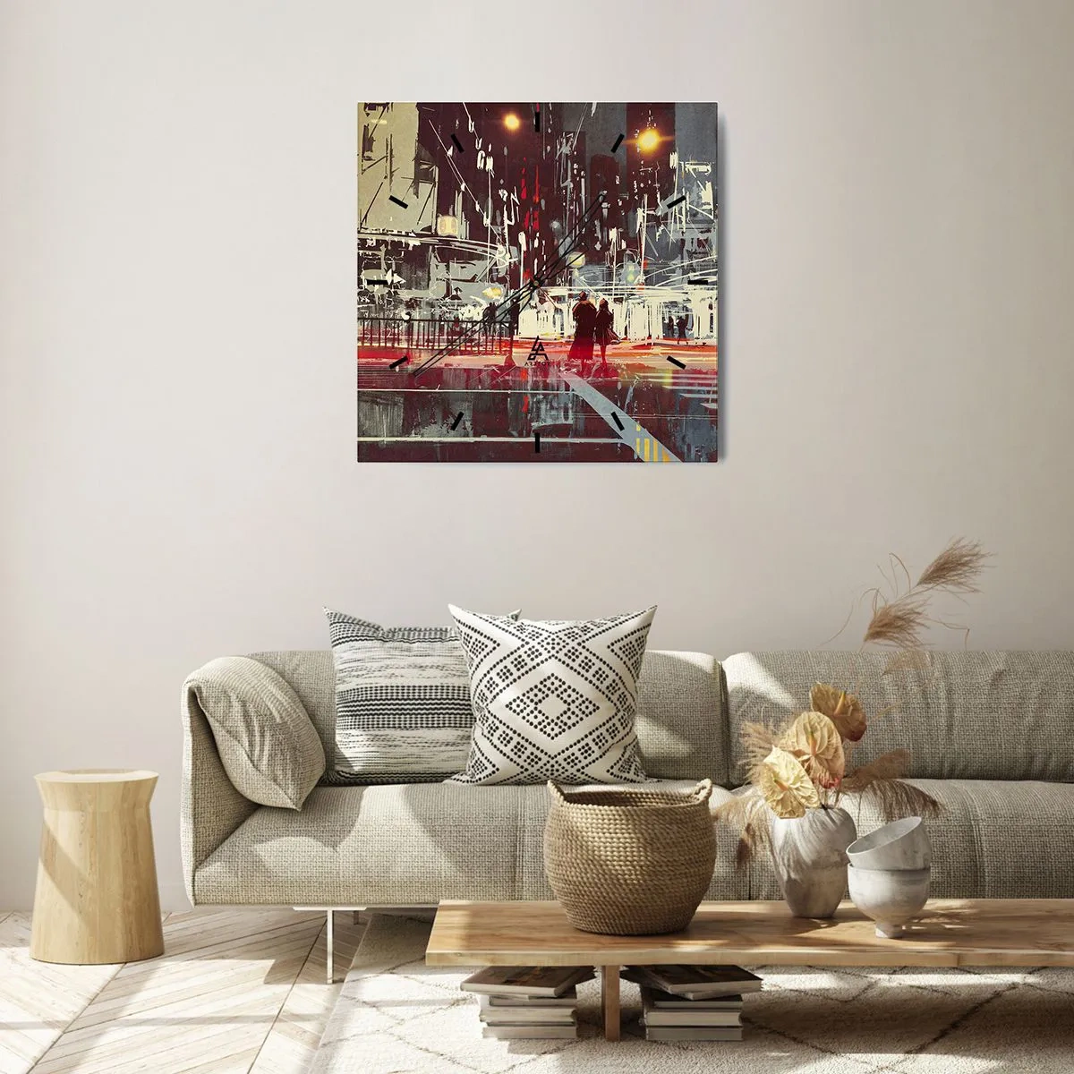 Wall clock - Clock on glass - Big City Trip - 30x30 cm