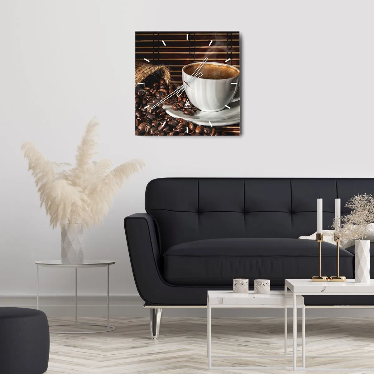 Wall clock - Clock on glass - Blackness of Coal, Clarity of Diamond - 30x30 cm