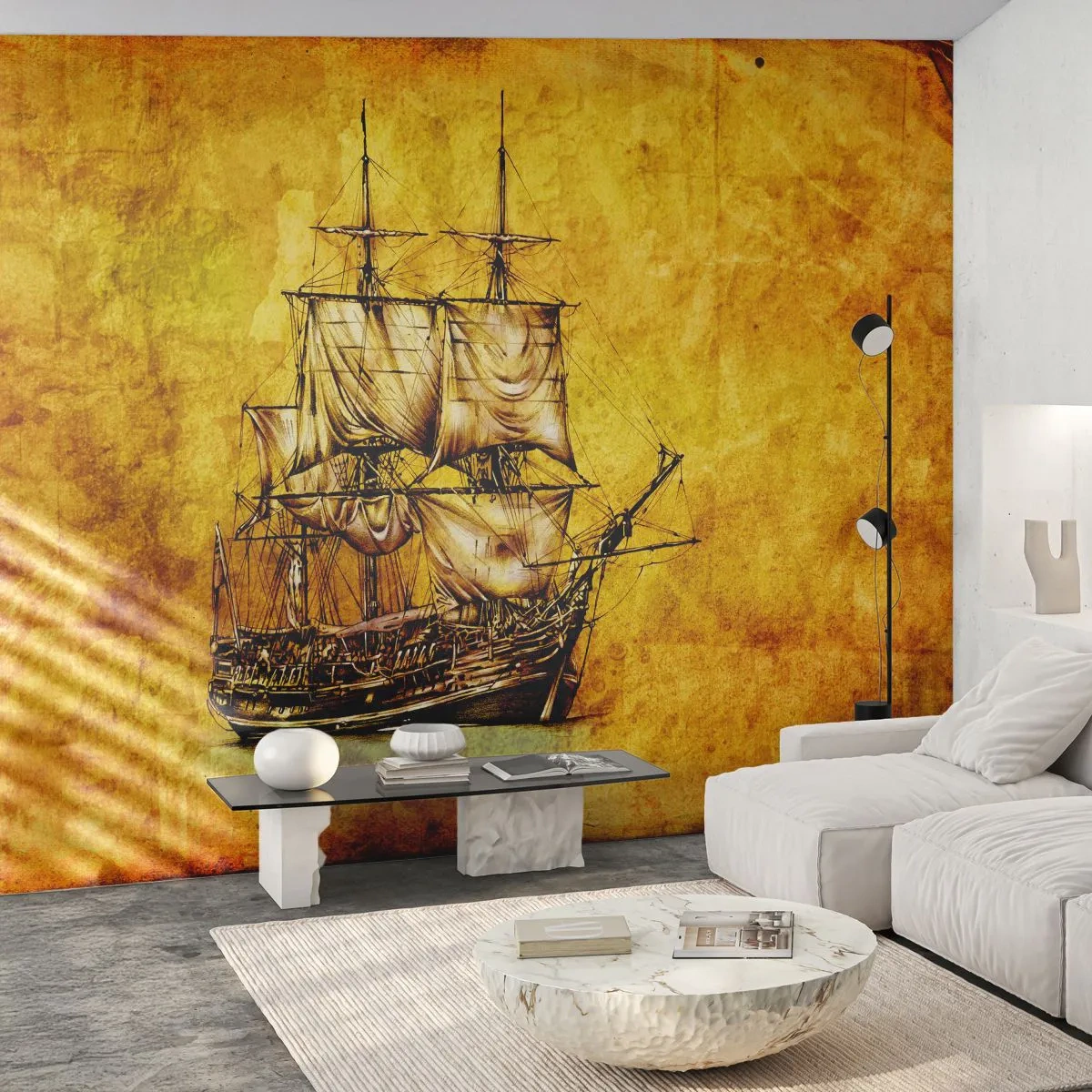 Custom Wallpaper Premium Canvas - Direction Tortuga! - Nautical, Sea Ship, Sailing ship