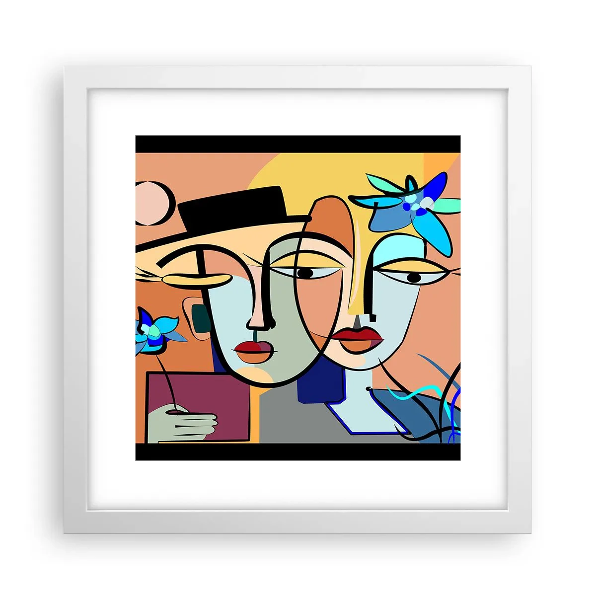 Poster in white frmae - Rendez-vous Picasso Style - 30x30 cm