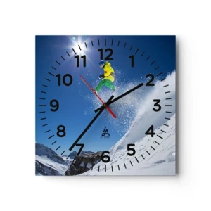 Wall clock - Clock on glass - Dancing with the Mountains - 40x40 cm