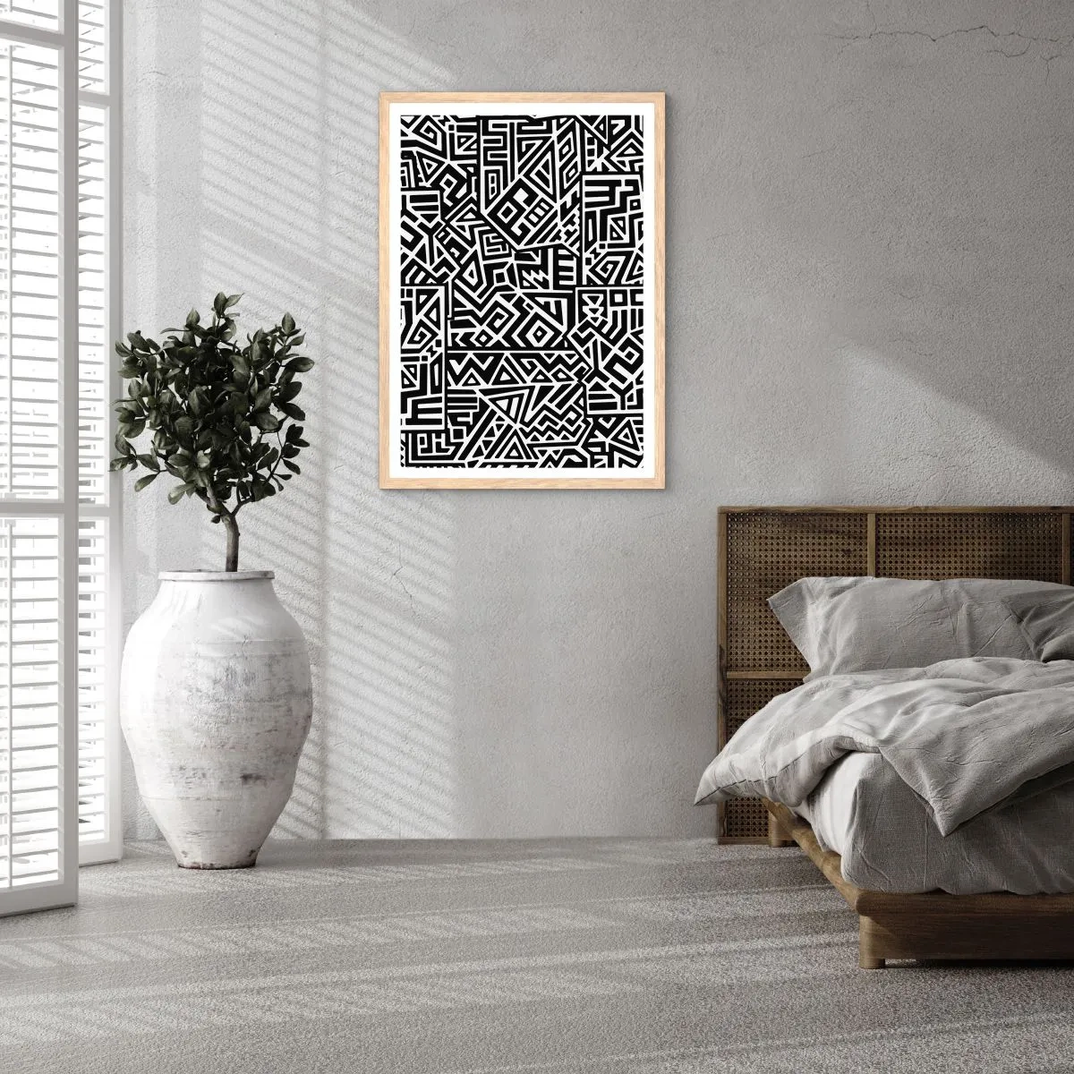 Poster in light oak frame - Precolumbian Composition - 70x100 cm