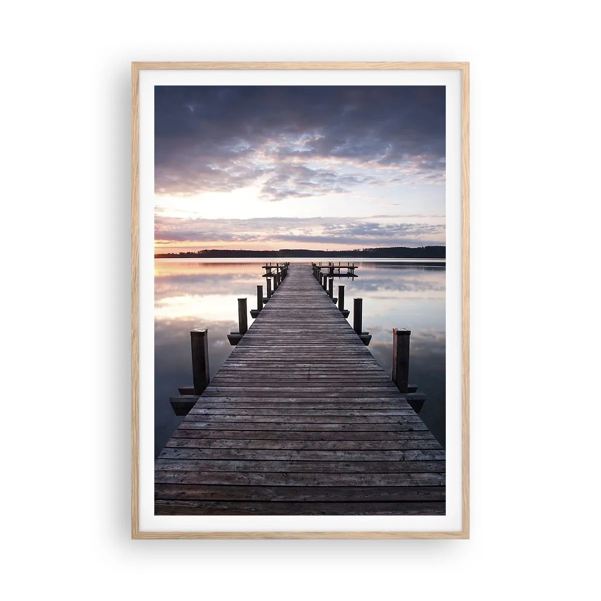 Poster in light oak frame - Quiet Border of Night and Day - 70x100 cm