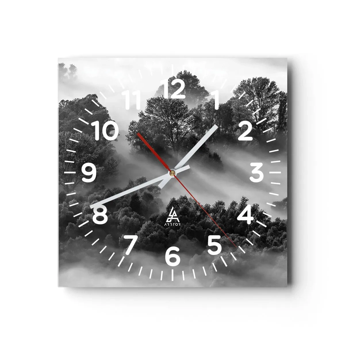 Wall clock - Clock on glass - Rising from a Sleep - 40x40 cm