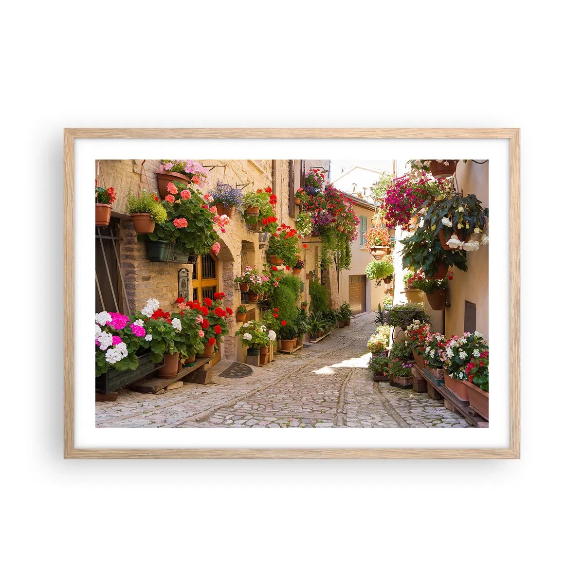 Poster in light oak frame - Flood of Flowers - 70x50 cm