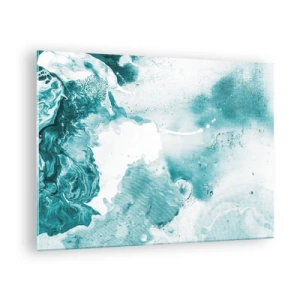 Glass picture - Abstract pools of blue on a glass background - 70x50cm - Lakes of Blue - Modern wall decoration for the living room and bedroom ARTTOR