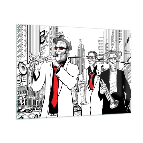 Glass picture - City Rhapsody in Black and Red - 100x70 cm