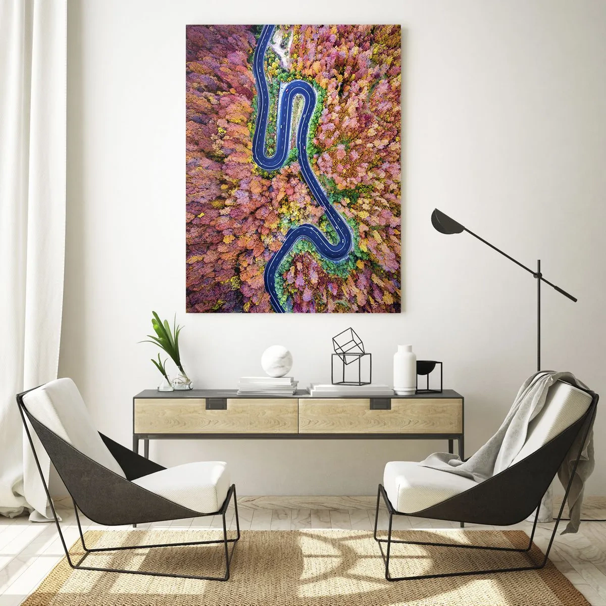 Glass picture - Winding Path through a Forest - 70x100 cm