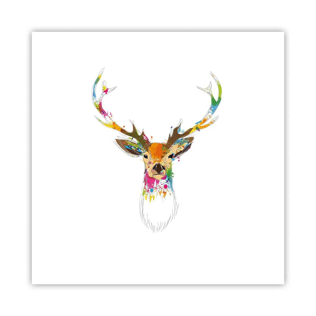 Poster - Deer Bathed in Colour - 40x40 cm