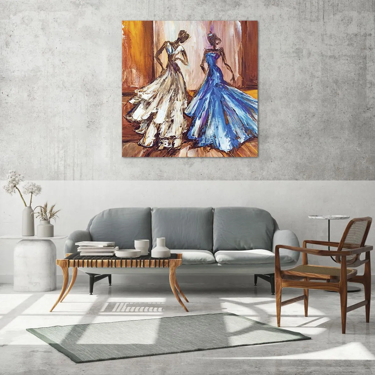 Glass picture - Charming Duo - 40x40 cm