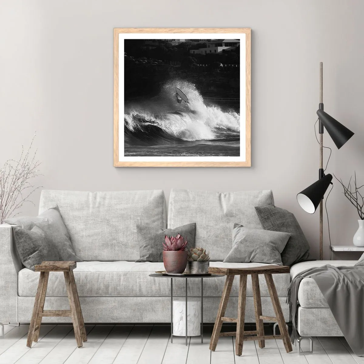 Poster in light oak frame - Challenge Accepted! - 30x30 cm