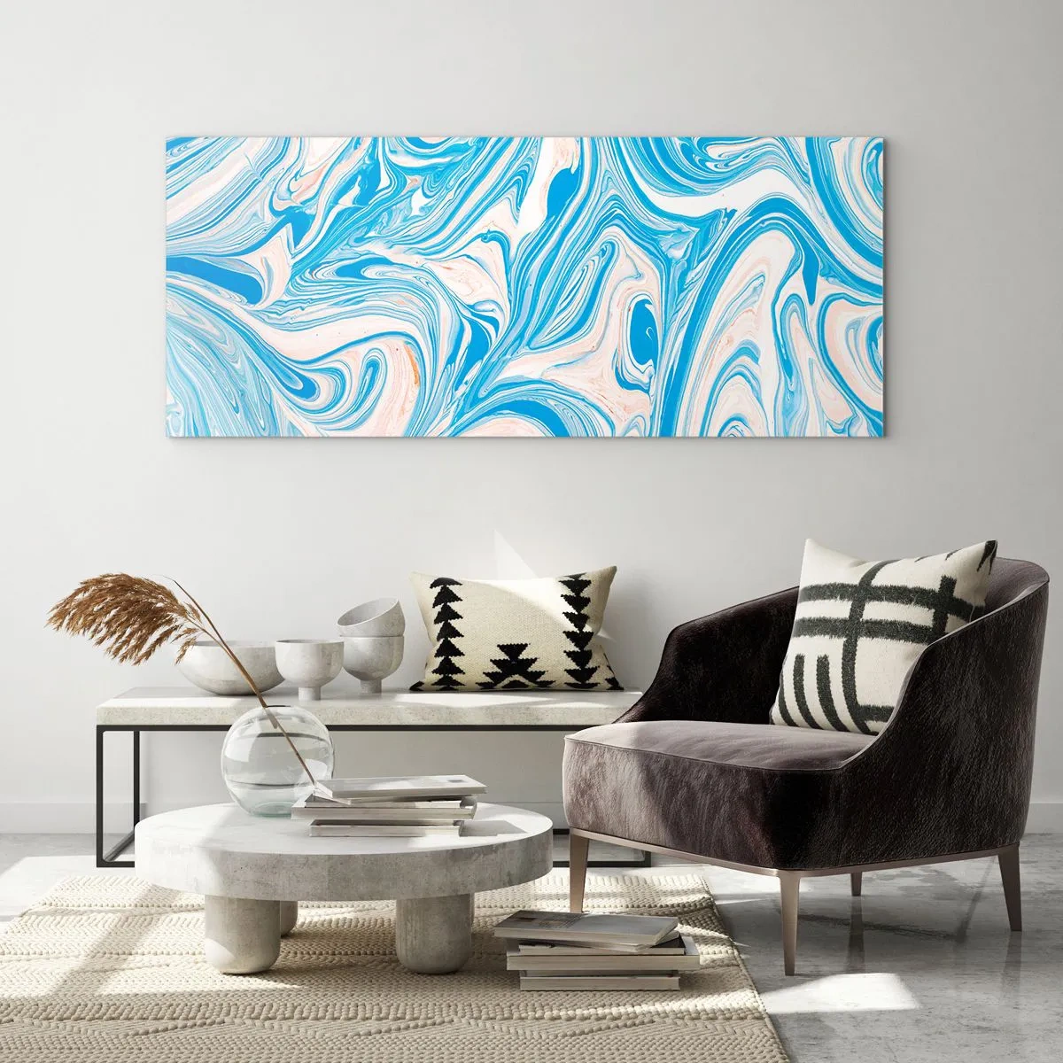 Glass picture - Floodplain in Turquoise - 140x50 cm
