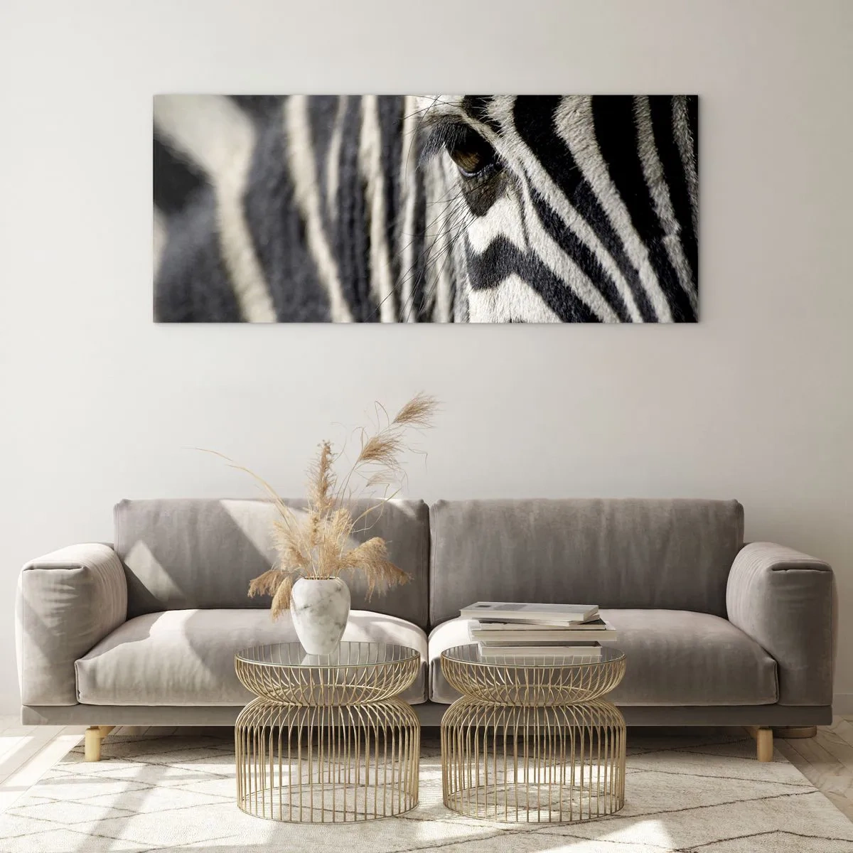 Glass picture - Striped Portrait - 100x40 cm