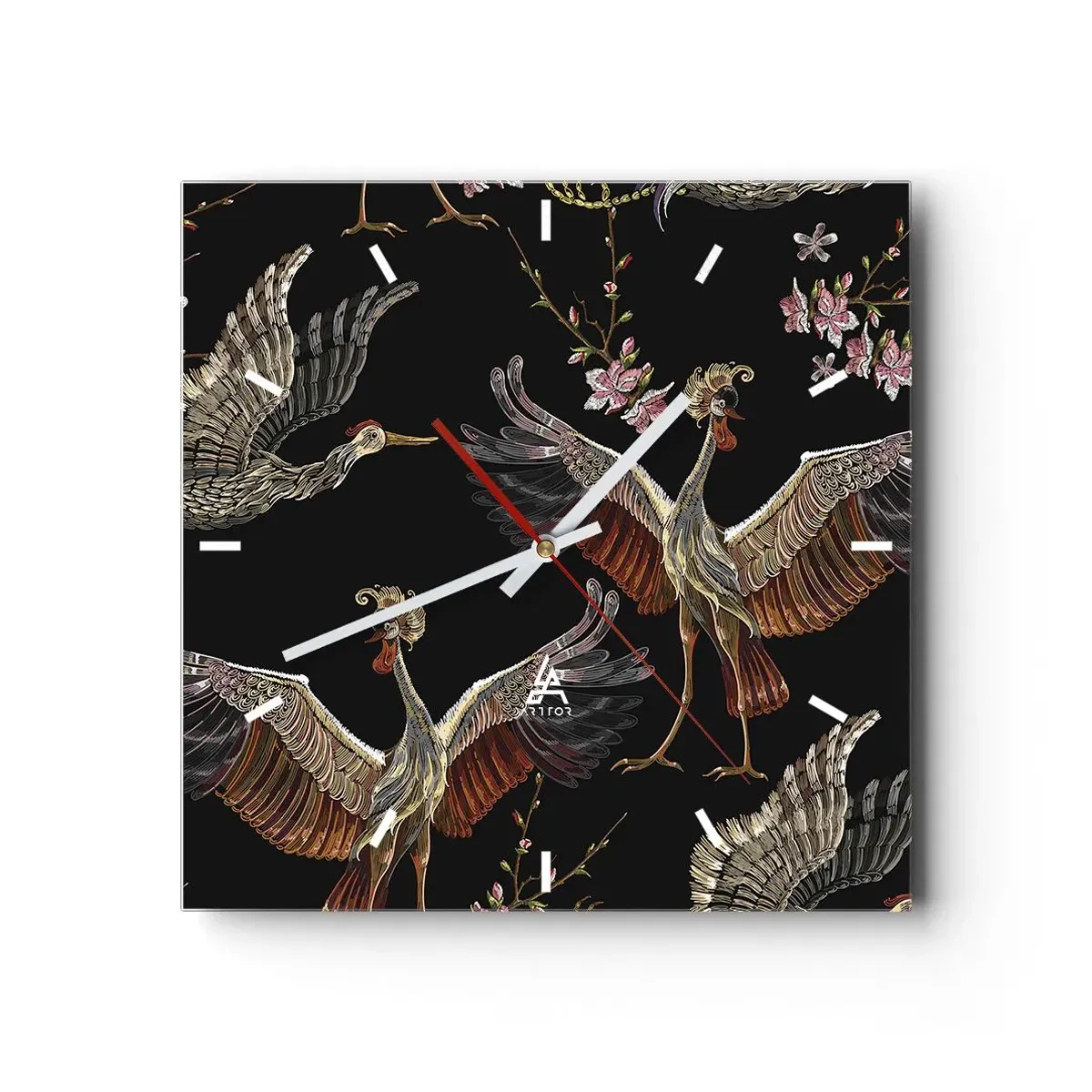Wall clock - Clock on glass - Fairy Tale Bird - 30x30 cm