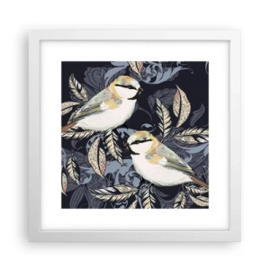 Poster in white frmae - Blue and Yellow Chirp - 30x30 cm