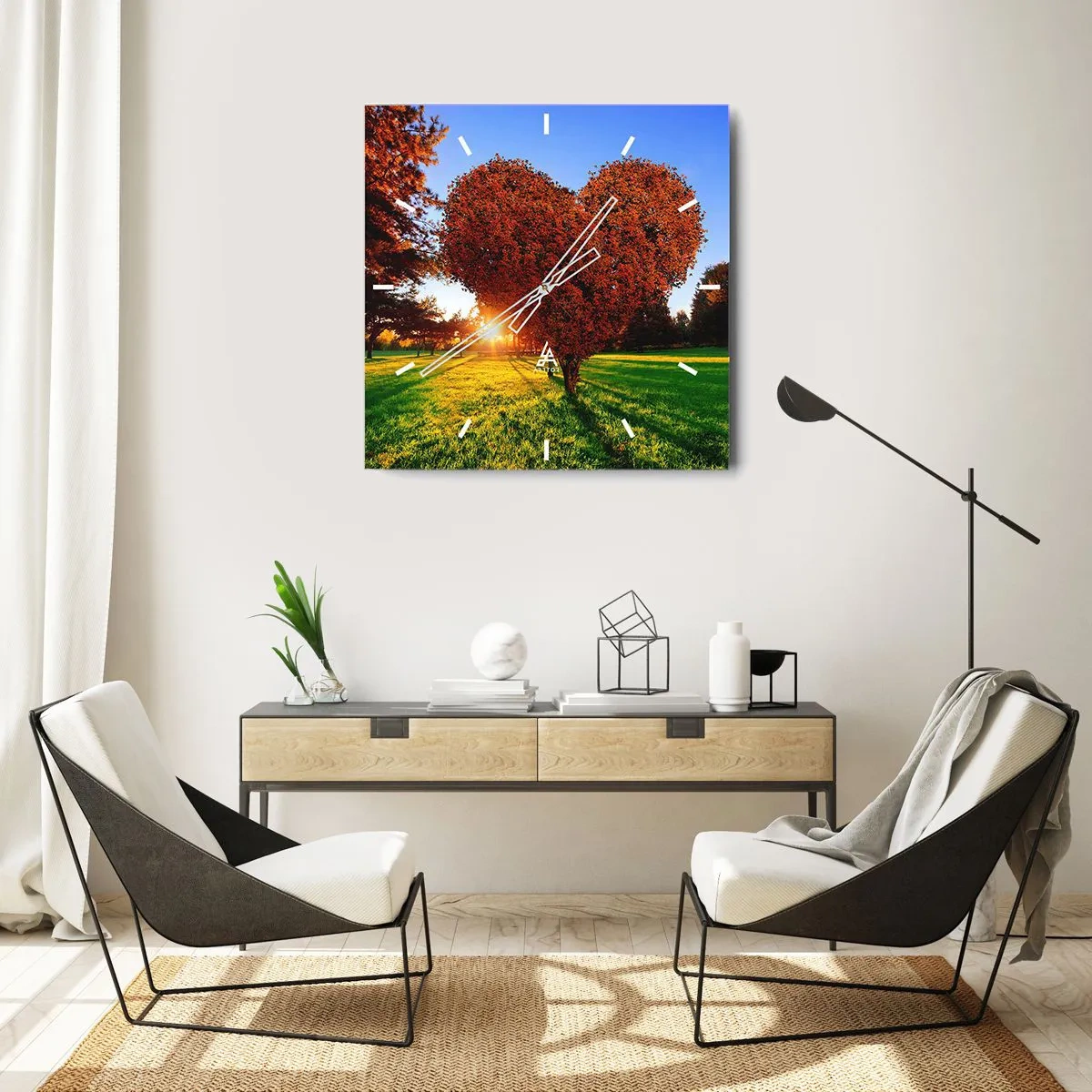 Wall clock - Clock on glass - Impossible Not to Love Autumn - 40x40 cm